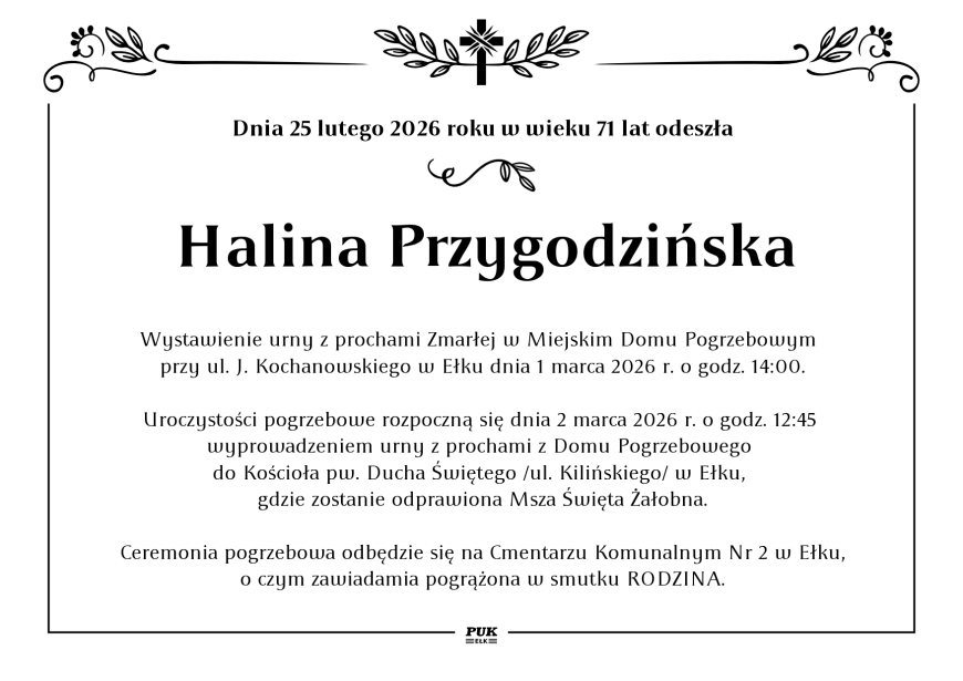 Halina Przygodzińska - nekrolog